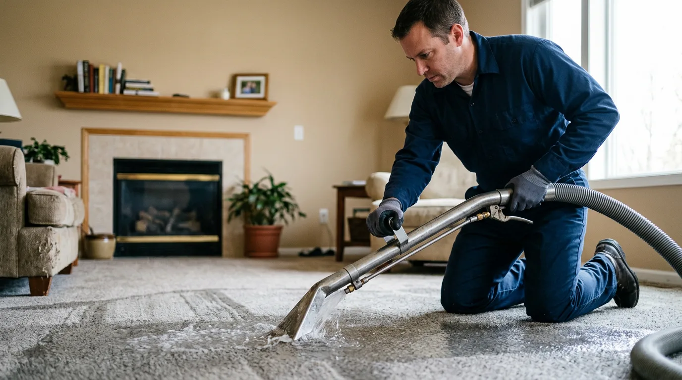Water damage restoration technician working near Mecca, CA